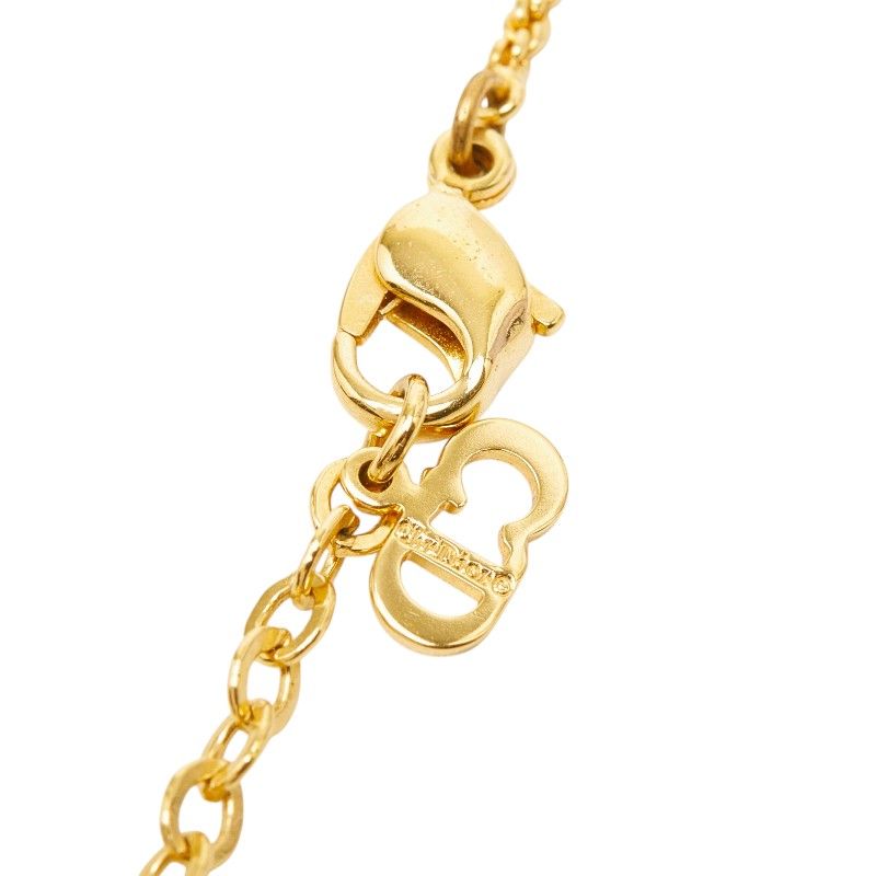 Dior CD Logo Vintage Diamond Chain Pendant Necklace Gold Line Stone Plated — view 5