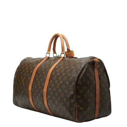 Louis Vuitton Monogram Keepall Bandouliere 55 Boston Bag 2-Way Brown Leather — view 2