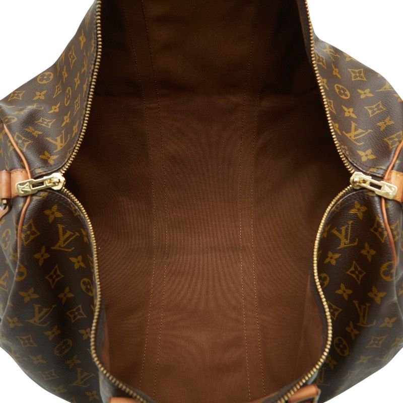 Louis Vuitton Monogram Keepall Bandouliere 55 Boston Bag 2-Way Brown Leather — view 9