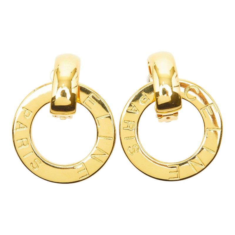 Celine Logo Circle Round Earrings Gold Plated — view 2