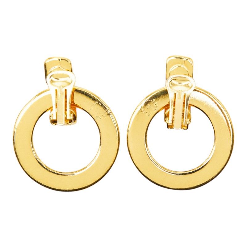 Celine Logo Circle Round Earrings Gold Plated — view 3
