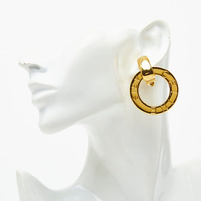 Celine Logo Circle Round Earrings Gold Plated — view 5