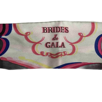 Hermes Brides de Gala Rose Vif Brown Jaune Twilly Scarf Pink — view 4
