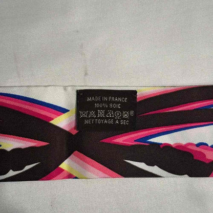 Hermes Brides de Gala Rose Vif Brown Jaune Twilly Scarf Pink — view 5