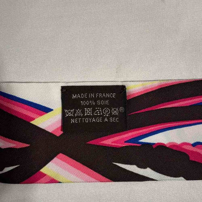 Hermes Brides de Gala Rose Vif Brown Jaune Twilly Scarf Pink — view 5