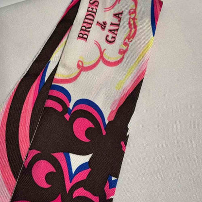 Hermes Brides de Gala Rose Vif Brown Jaune Twilly Scarf Pink — view 3