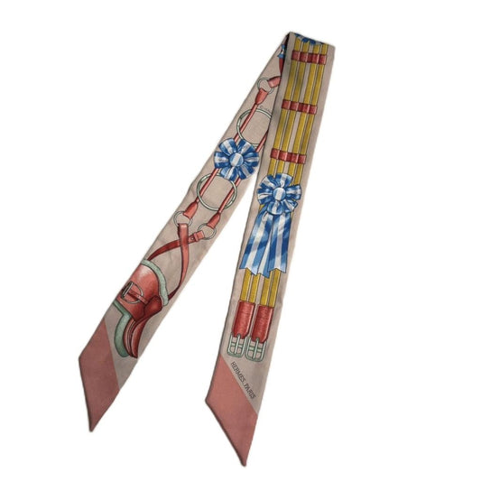 Hermes Jumping Beige Rose Twilly Scarf