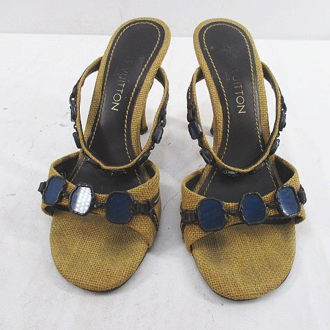 Louis Vuitton Sandals Mules 37.5 Blue Stone Like Beige — view 5