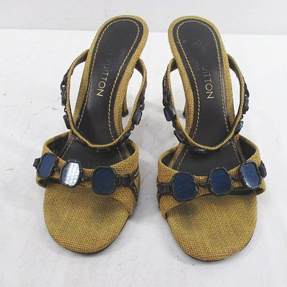 Louis Vuitton Sandals Mules 37.5 Blue Stone Like Beige — view 5
