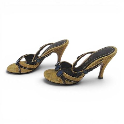 Louis Vuitton Sandals Mules 37.5 Blue Stone Like Beige — view 2