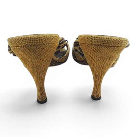 Louis Vuitton Sandals Mules 37.5 Blue Stone Like Beige — view 4