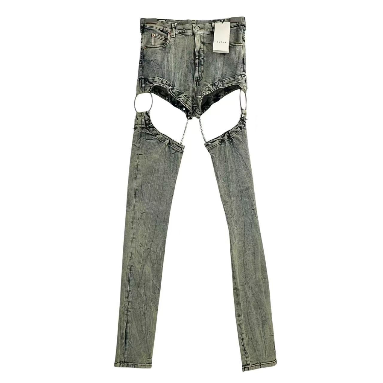 Gucci Super Denim Studded Chain Street Mode Pants Jeans — view 2