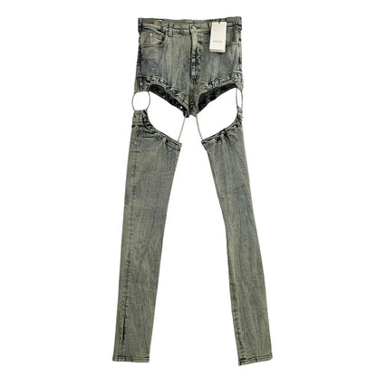 Gucci Super Denim Studded Chain Street Mode Pants Jeans — view 2