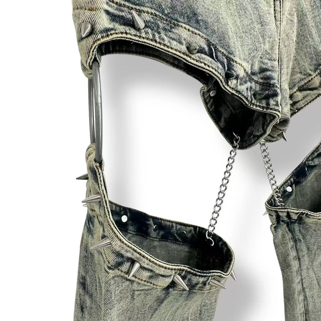 Gucci Super Denim Studded Chain Street Mode Pants Jeans — view 5