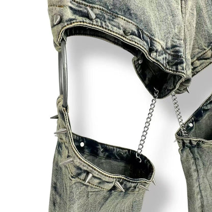 Gucci Super Denim Studded Chain Street Mode Pants Jeans — view 5