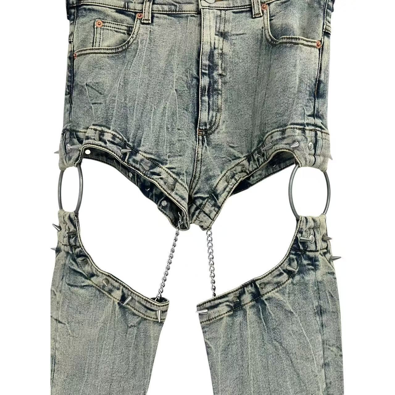 Gucci Super Denim Studded Chain Street Mode Pants Jeans — view 4