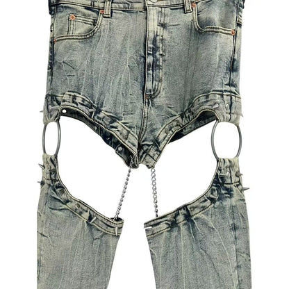 Gucci Super Denim Studded Chain Street Mode Pants Jeans — view 4