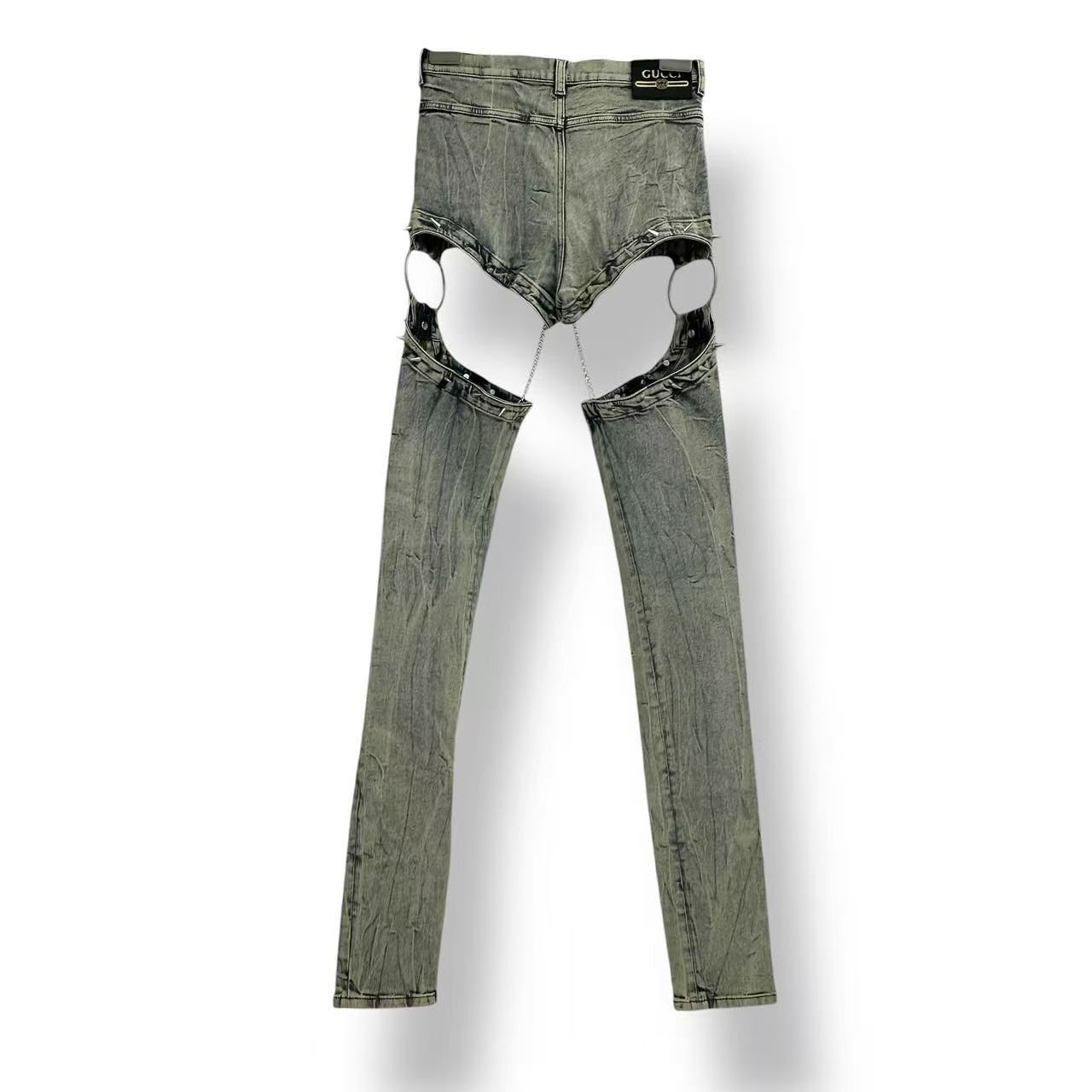 Gucci Super Denim Studded Chain Street Mode Pants Jeans — view 3