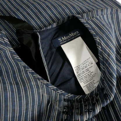 Max Mara S 'S Linen Dress Striped Decoration Sleeveless 36 Navy White — view 8
