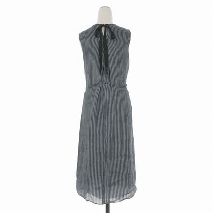 Max Mara S 'S Linen Dress Striped Decoration Sleeveless 36 Navy White — view 2