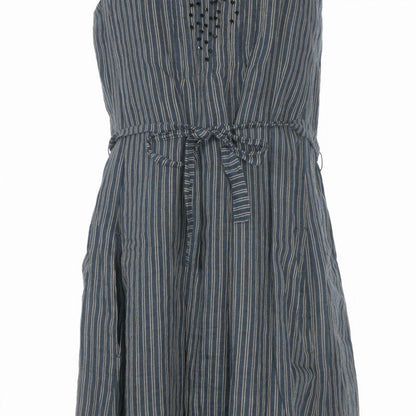 Max Mara S 'S Linen Dress Striped Decoration Sleeveless 36 Navy White — view 4
