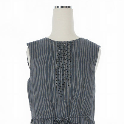 Max Mara S 'S Linen Dress Striped Decoration Sleeveless 36 Navy White — view 3