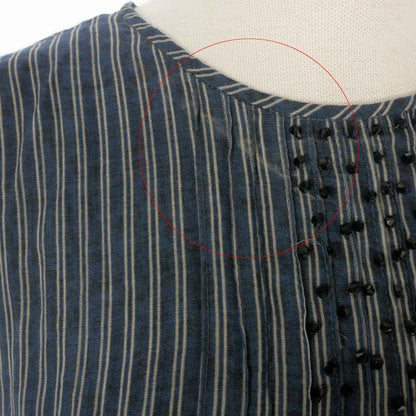Max Mara S 'S Linen Dress Striped Decoration Sleeveless 36 Navy White — view 7