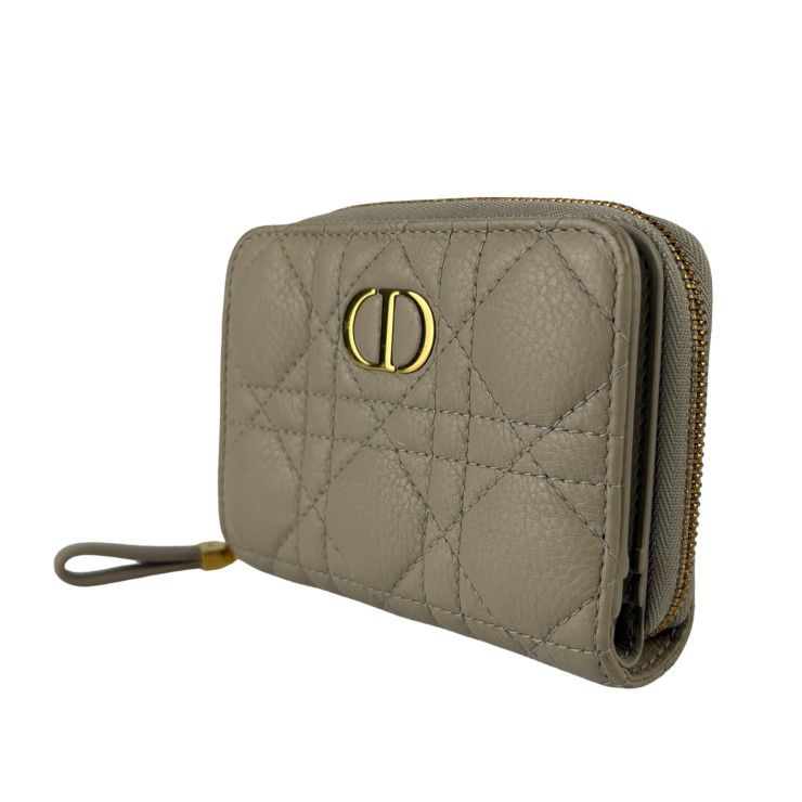 Dior Bifold Wallet Cannage Compact Beige Leather Gold — view 2