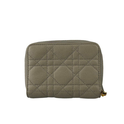 Dior Bifold Wallet Cannage Compact Beige Leather Gold — view 3