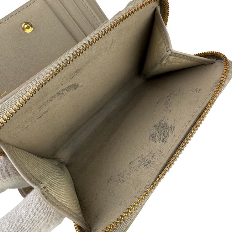 Dior Bifold Wallet Cannage Compact Beige Leather Gold — view 8
