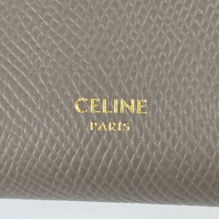 Celine Bifold Wallet Medium Strap Gray Ju Leather Gold — view 9