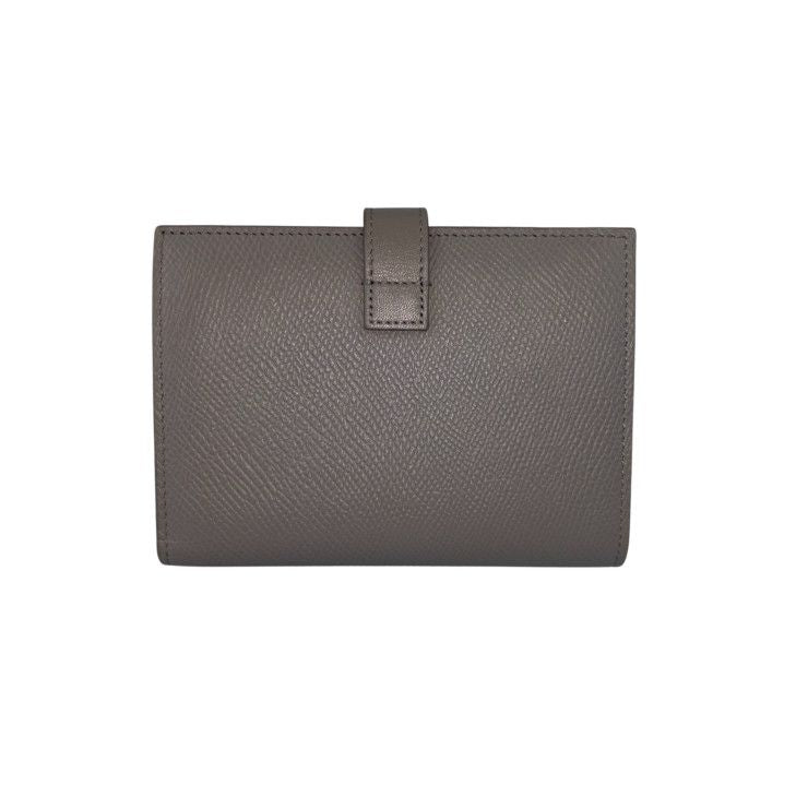 Celine Bifold Wallet Medium Strap Gray Ju Leather Gold — view 3