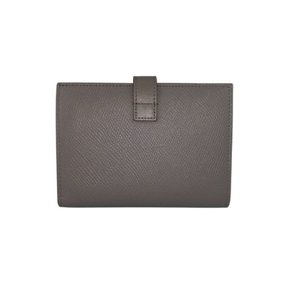 Celine Bifold Wallet Medium Strap Gray Ju Leather Gold — view 3