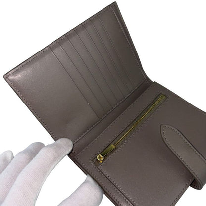 Celine Bifold Wallet Medium Strap Gray Ju Leather Gold — view 7