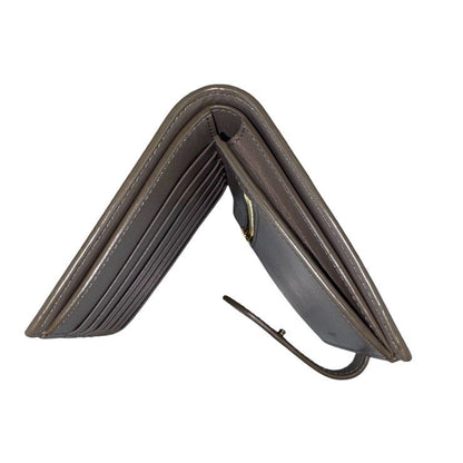 Celine Bifold Wallet Medium Strap Gray Ju Leather Gold — view 6