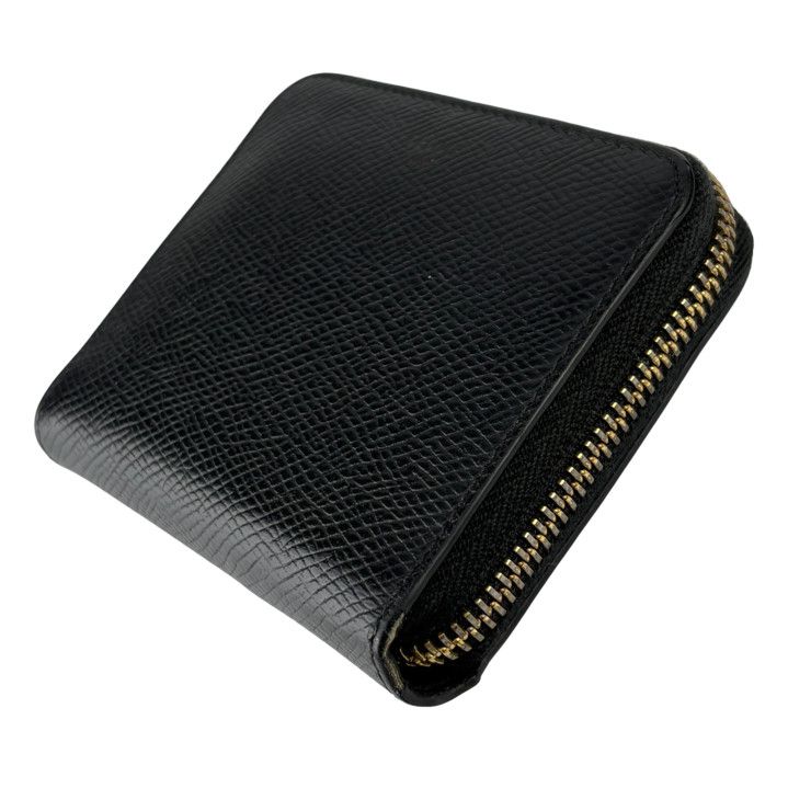 Celine Bifold Wallet Small Zip Essential Black Leather Zip Around Gold — view 2