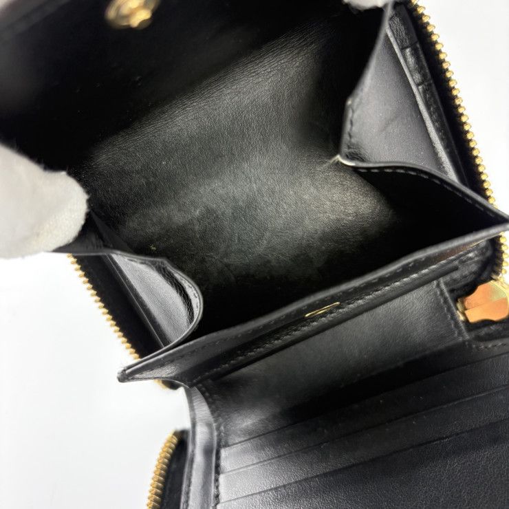 Celine Bifold Wallet Small Zip Essential Black Leather Zip Around Gold — view 8