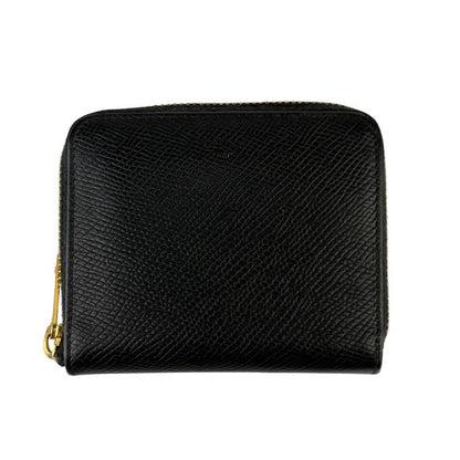 Celine Bifold Wallet Small Zip Essential Black Leather Zip Around Gold