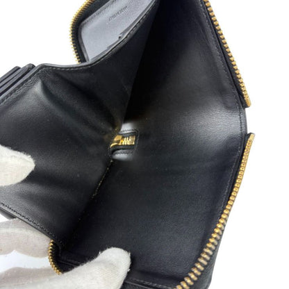 Celine Bifold Wallet Small Zip Essential Black Leather Zip Around Gold — view 9