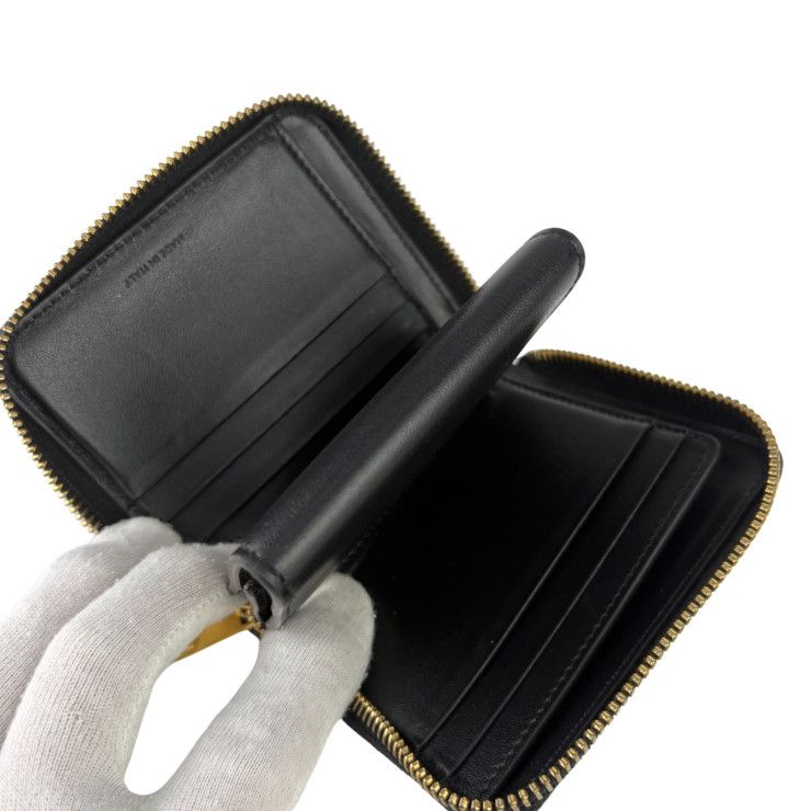 Celine Bifold Wallet Small Zip Essential Black Leather Zip Around Gold — view 7