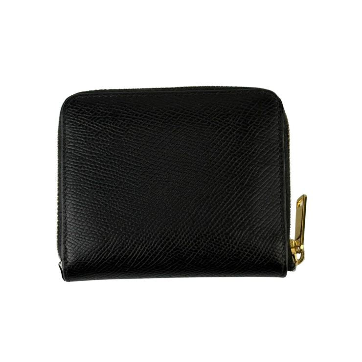 Celine Bifold Wallet Small Zip Essential Black Leather Zip Around Gold — view 3