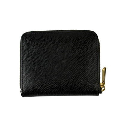 Celine Bifold Wallet Small Zip Essential Black Leather Zip Around Gold — view 3