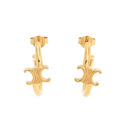 Celine Earrings Triomphe Asymmetric Hoop