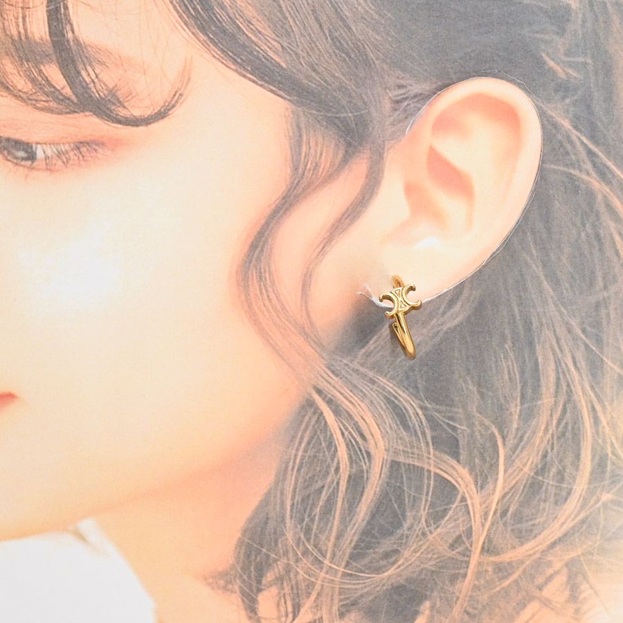 Celine Earrings Triomphe Asymmetric Hoop — view 6