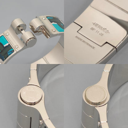 Hermes Enamel Bracelet Charnier GM Bangle 18 cm Silver — view 5