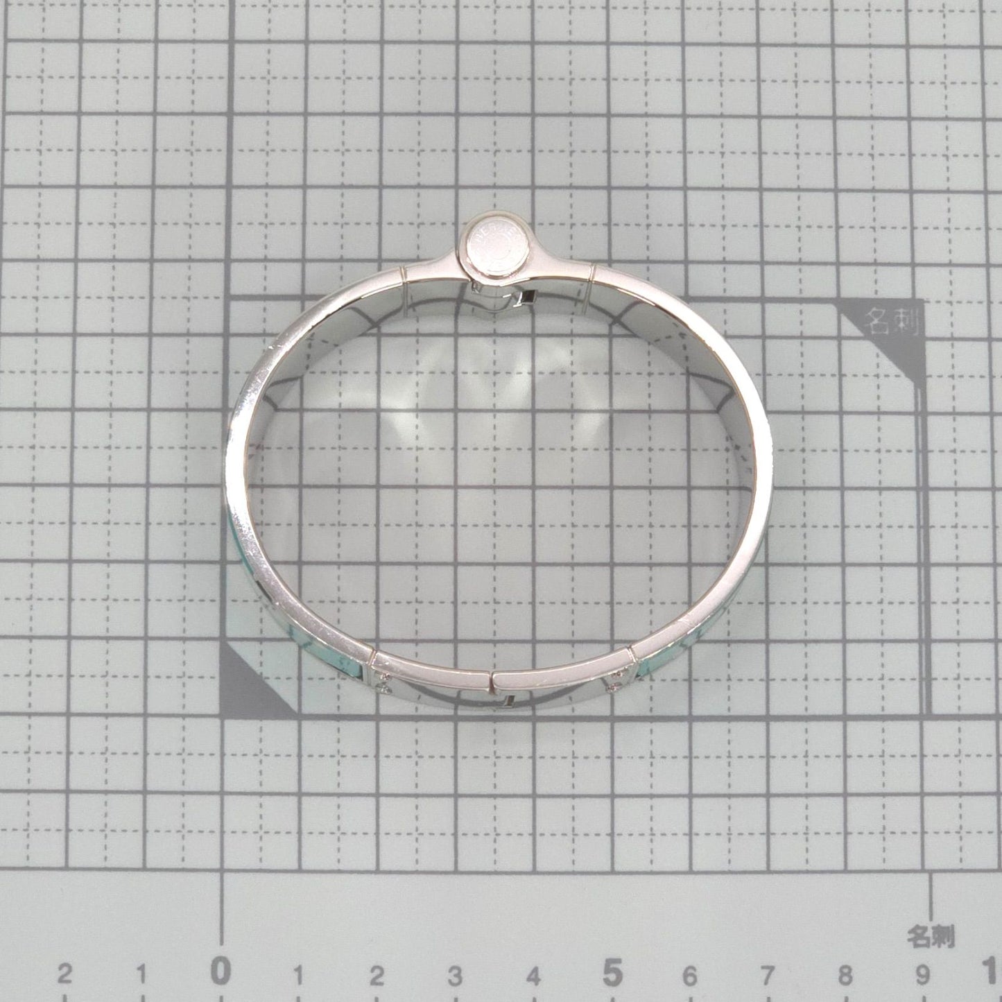 Hermes Enamel Bracelet Charnier GM Bangle 18 cm Silver — view 9