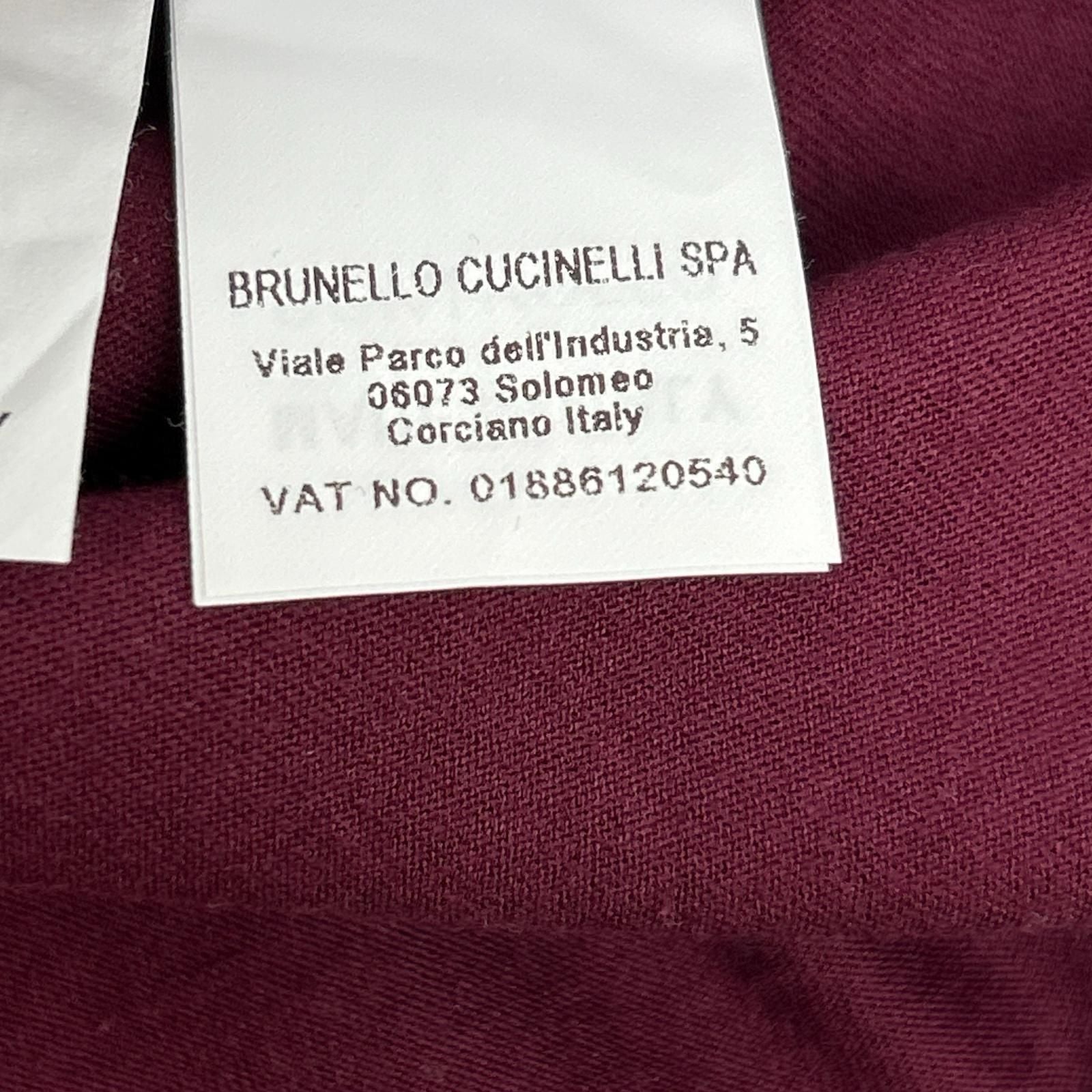 Brunello Cucinelli Bordeaux Cotton V-neck T-Shirt 48 — view 5