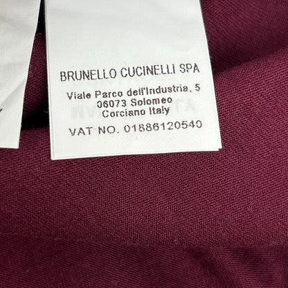 Brunello Cucinelli Bordeaux Cotton V-neck T-Shirt 48 — view 5