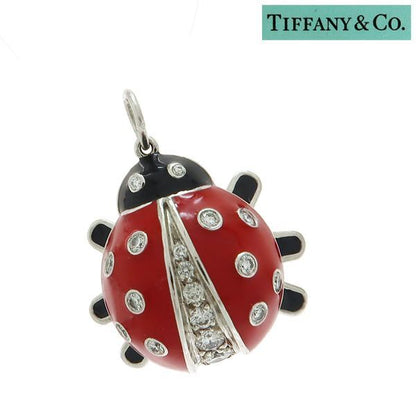 Tiffany & Co Pendant Top Ladybug Diamond Enamel Polished T&