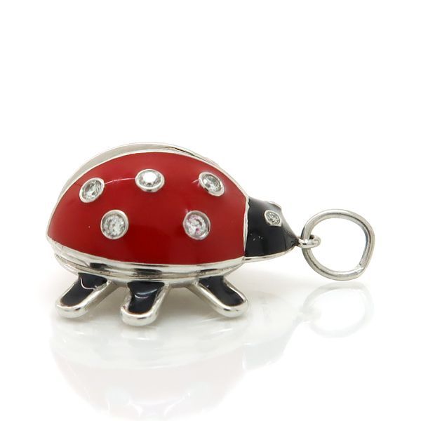 Tiffany & Co Pendant Top Ladybug Diamond Enamel Polished T& — view 3
